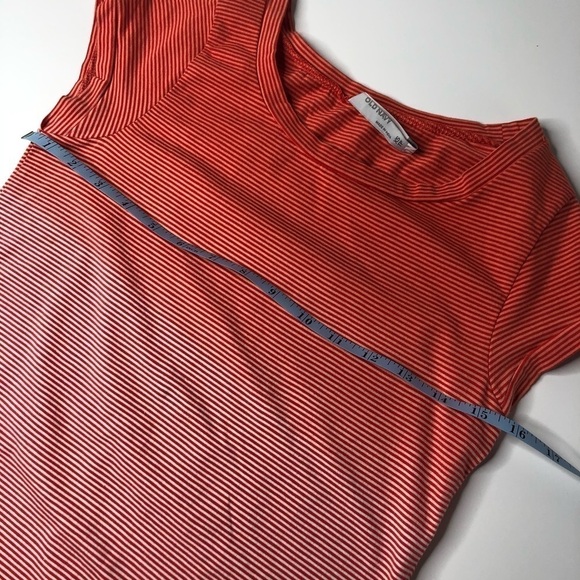 OLD NAVY Orange Ombré Micro Striped Cotton Capped Sleeve Stretchy T-shirt Dress - Picture 8 of 9